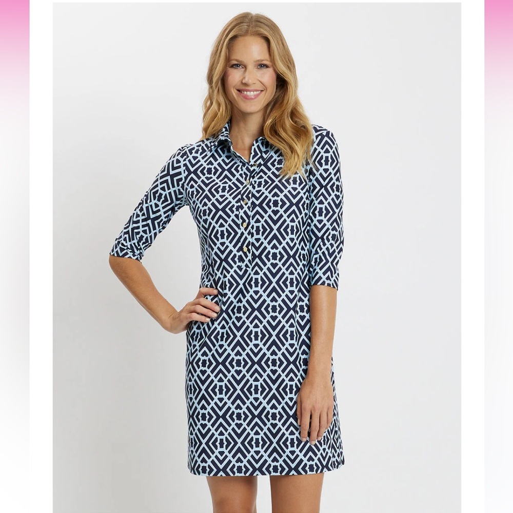 NWT JUDE CONNALLY SUSANNA DRESS - GARDEN LATTICE NAVY